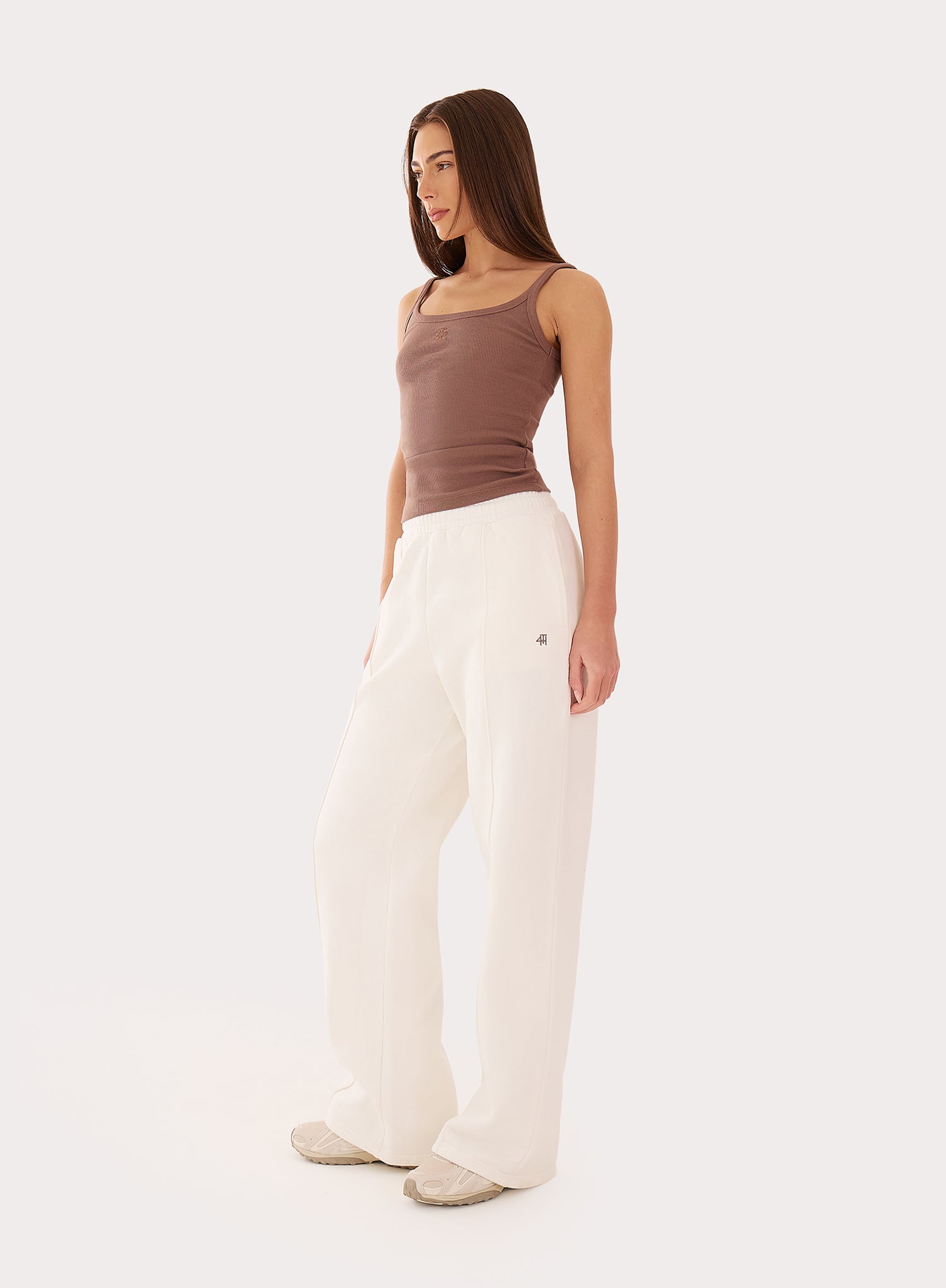 White 4th Wide Leg Branded Joggers